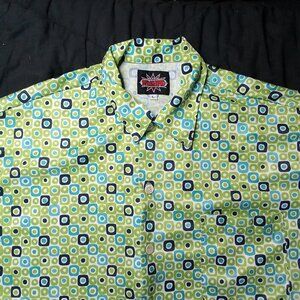 Vintage Ultra Steelhead Dots Tiles MCM Polyester Disco Shirt